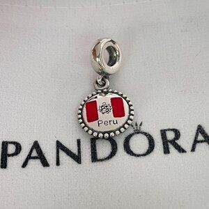 Pandora Peru Flag Pendant charm Bracelet